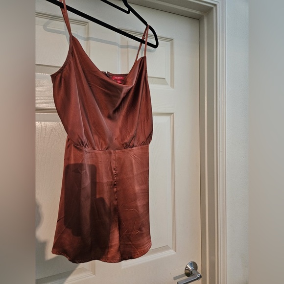 Rust color satin romper - Picture 1 of 2